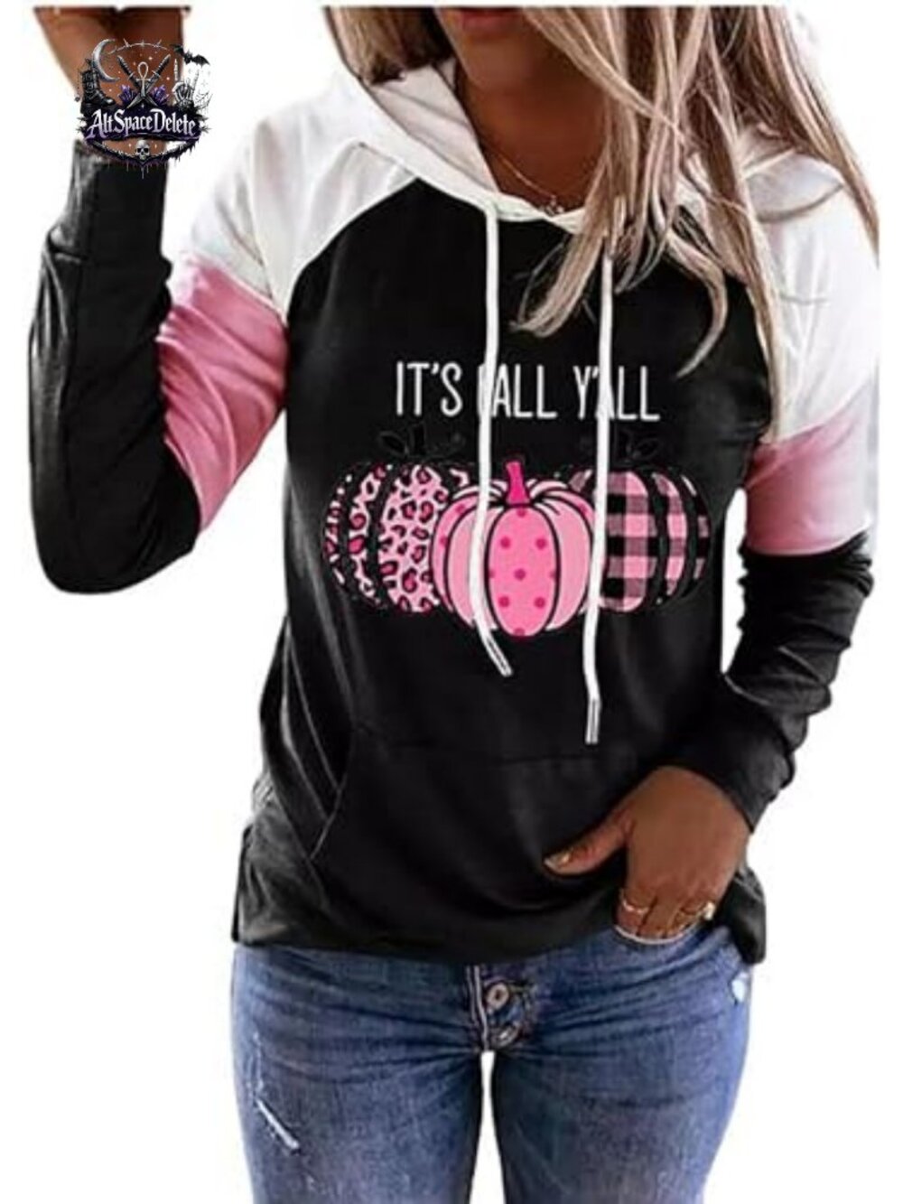 It's Fall Y'all Hoodie Women Thanksgiving Pumpkin Long Sleeve Pullover Top